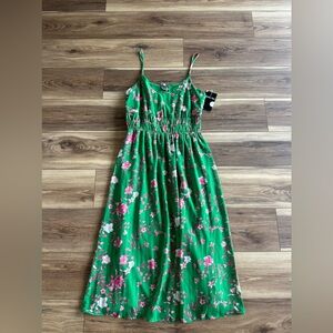 Madison Tara womens midi floral pleated v neck dress size 12 NWT